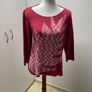 Villager Sport Liz Claiborne Pink Leaf Sweater